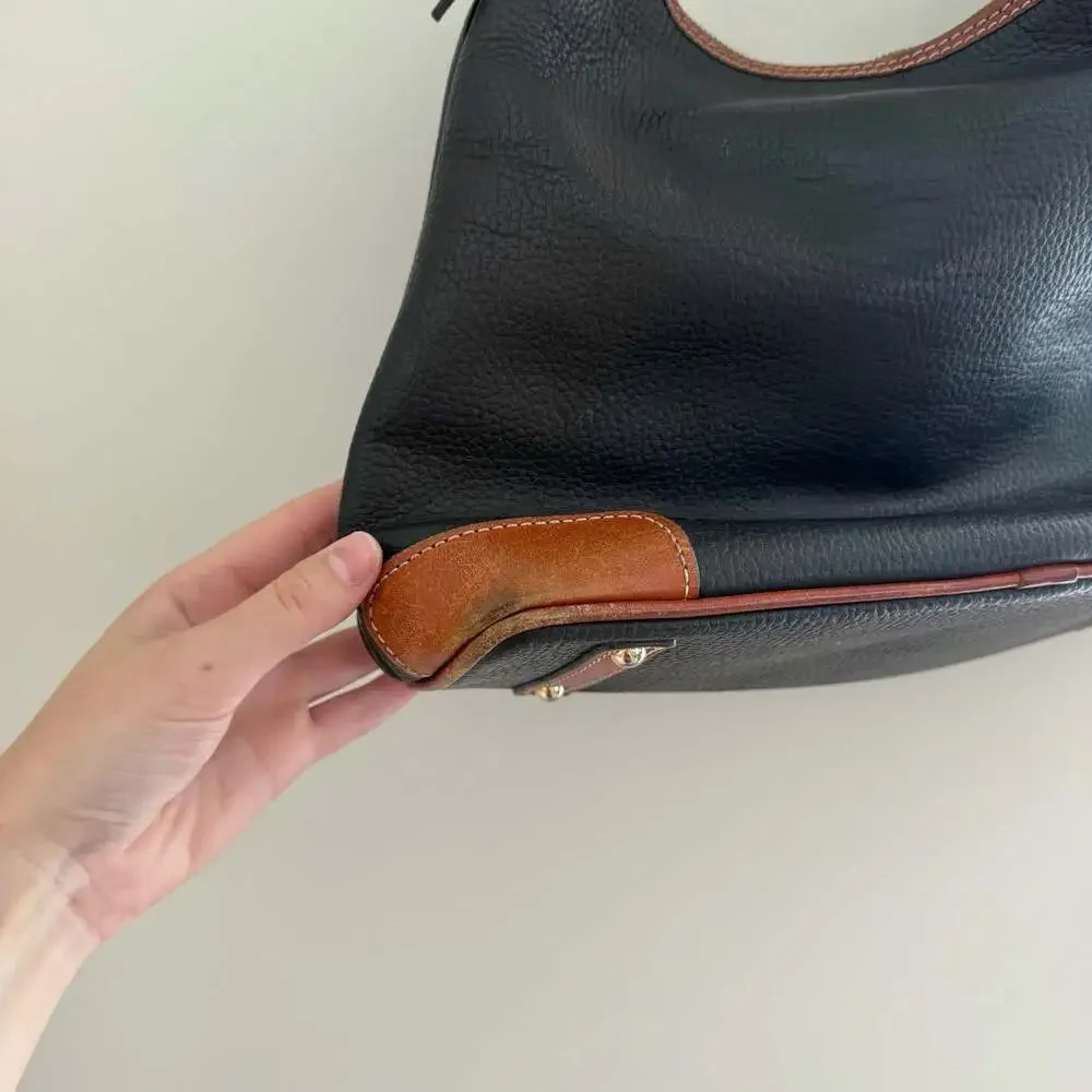 Dooney & Bourke Pebbled Leather Hobo Shoulder Bag with Brown Leather Trim